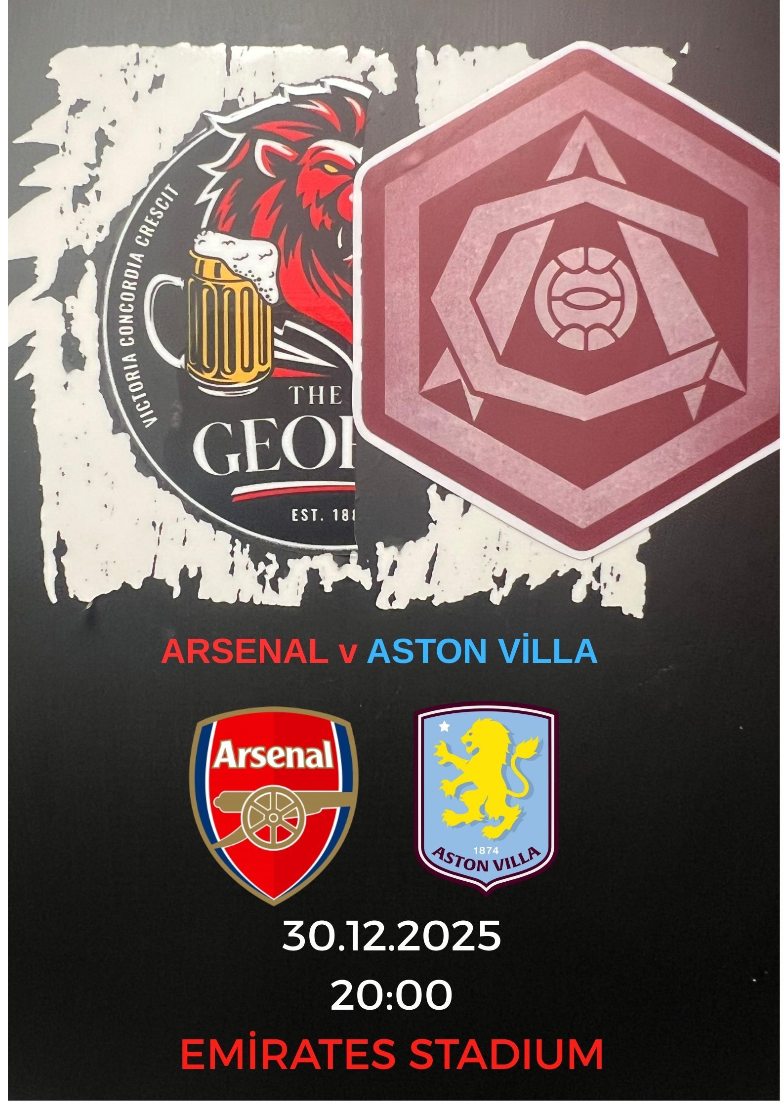 Arsenal vs Aston Villa Screening